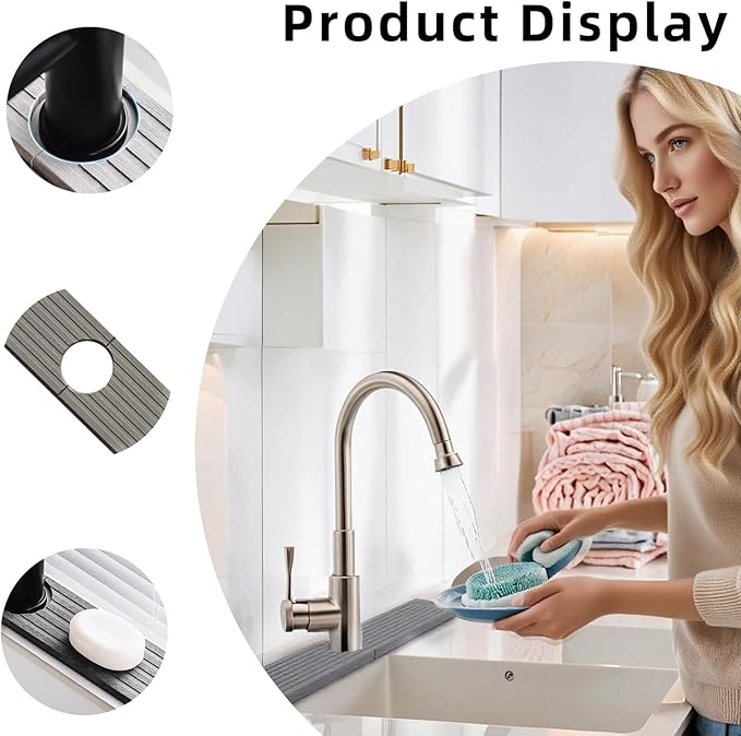 sumelixDiatomaceous Earth Faucet Mat for Kitchen Sink, Super Absorbent Stone Splash Guard | Fast Drying Water Absorbent Tray | Fits Behind Faucet (23.6'' x 4'') (Deep Grey, 23.6" x 4")