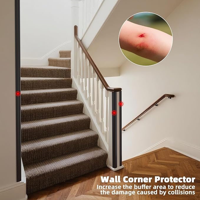 Wall Corner Protector & Edge Guard，Peel and Stick Wall Trim Moulding Inside & Outside Corner Molding Trim Caulk Strip, Self Adhesive Trim for Wall Edge,Ceiling,Countertop, 2.36” W x20’ L，Black
