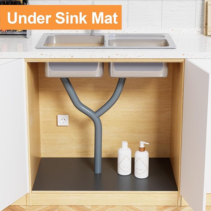 FLPMIX Shelf Liners for Kitchen Cabinets: 19" Wide Waterproof Large Under Sink Mats - Easy to Cut Non-Adhesive Drawer Liner for Pantry Shelves 19" x 300" Black