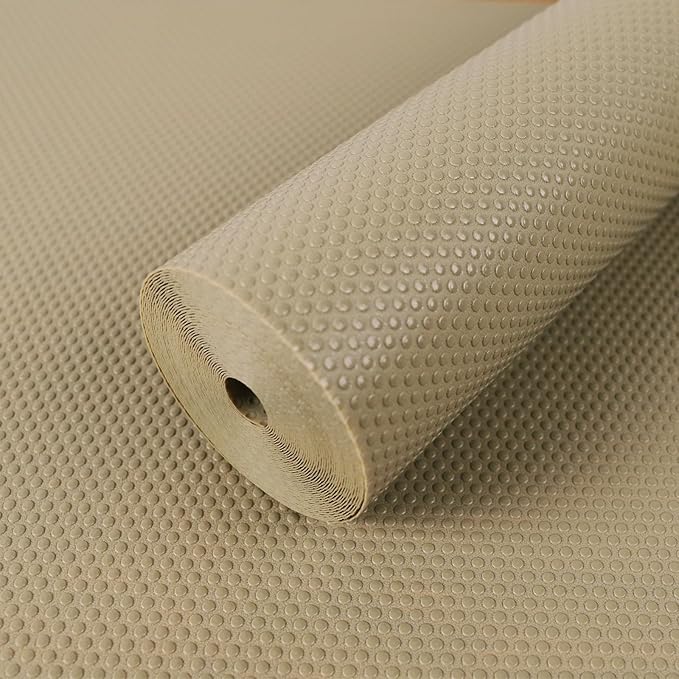 Shelf Liners for Kitchen Cabinets Waterproof - 10 Inch Wide x 396 inch Khaki Non-Adhesive Drawer Liner - Easy to Clean Pantry Cupboard Mat