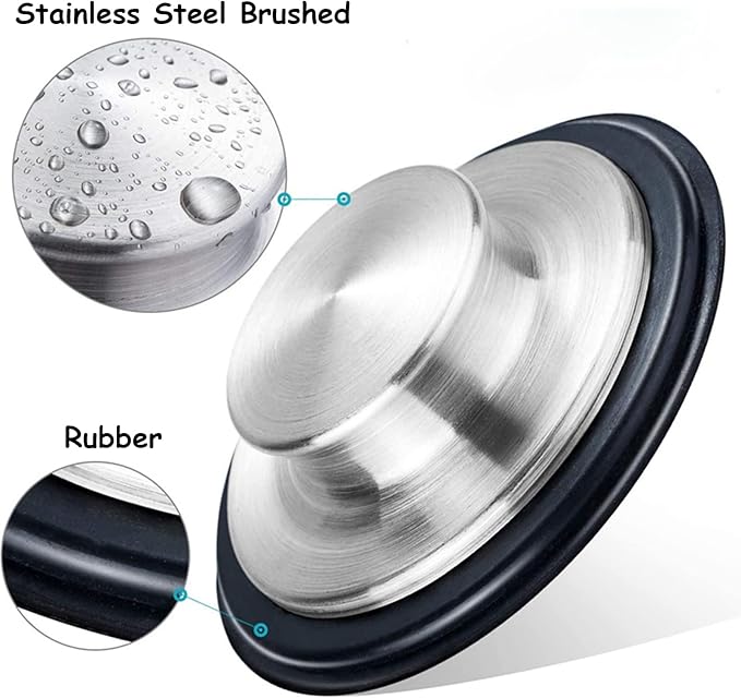 3.35 Inch Kitchen Sink Stopper for Garbage Disposal Stopper, Stainless Steel Garbage Disposal Plug Fits Standard Kitchen Drain Size of 3 1/2 Inch, for Insinkerator, Kitchenaid, Kohler, Waste King