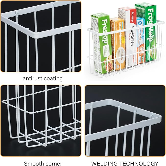 2 Pack Aluminum Foil and Plastic Wrap Organizer,Wall Mounted Cabinet Door Organizer,Kitchen Pantry Organizers and Storage,Wrapping Paper Shelf for Sandwich, Freezer, Ziplock Bag, White