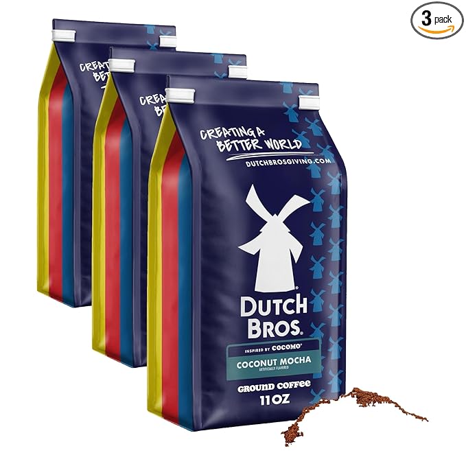 Dutch Bros® Coconut Mocha Ground Flavored Coffee Inspired by Cocomo®, Bagged 11oz (Pack of 3)