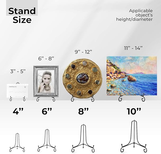 TR-LIFE Plate Stands for Display - 10 Inch Plate Holder Display Stand + Metal Easel Stand for Picture Frame, Decorative Plates, Book, Photo, Collectibles (2 Pack)