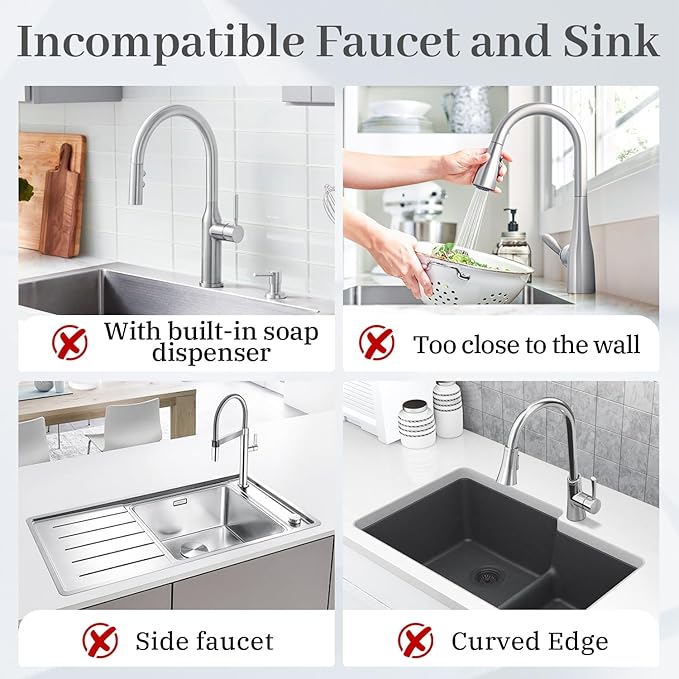 PoYang 14.6 Inch Faucet Mat for Kitchen Sink Splash Guard Behind Faucet, Sink Protectors for Kitchen Sink Faucet Mat Splash Guard for Kitchen Sink Area, Short Silicone Faucet Guard Draining Mat, Black