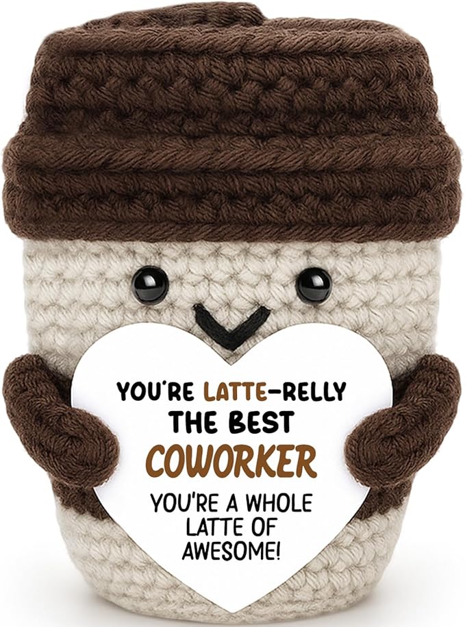 Coworker Thank You Appreciation Gifts Handmade Crochet Coffee Lover Accessories Employee Appreciation Birthday Ideas Cute Stuff Cool Small Things Coffee Mug Desk Decor for Work Bestie Mate
