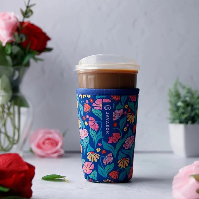 Sok It JavaSok Iced Coffee & Cold Soda Insulated Neoprene Cup Sleeve (Fairy Flora, Small: 16-20oz)