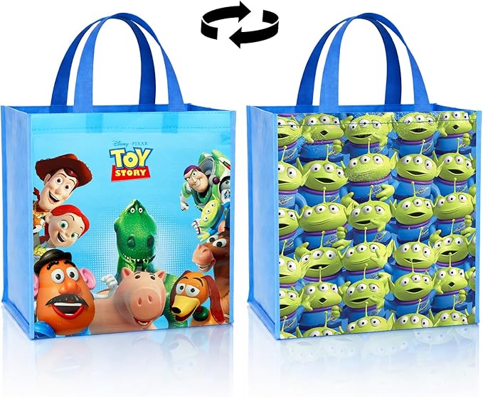 Disney Toy Story Tote Bag Accessories Set with 15" Grocery Bag Featuring Woody, Buzz Lightyear, More | Double-Sided Toy Story Reusable Bags Medium