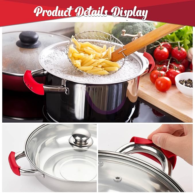 10Pcs Cast Iron Handle Cover, Silicone Hot Handle Holder, Heat Resistant Cast Iron Skillet Covers Potholder for Frying Pans and Griddles Kitchen Supplies