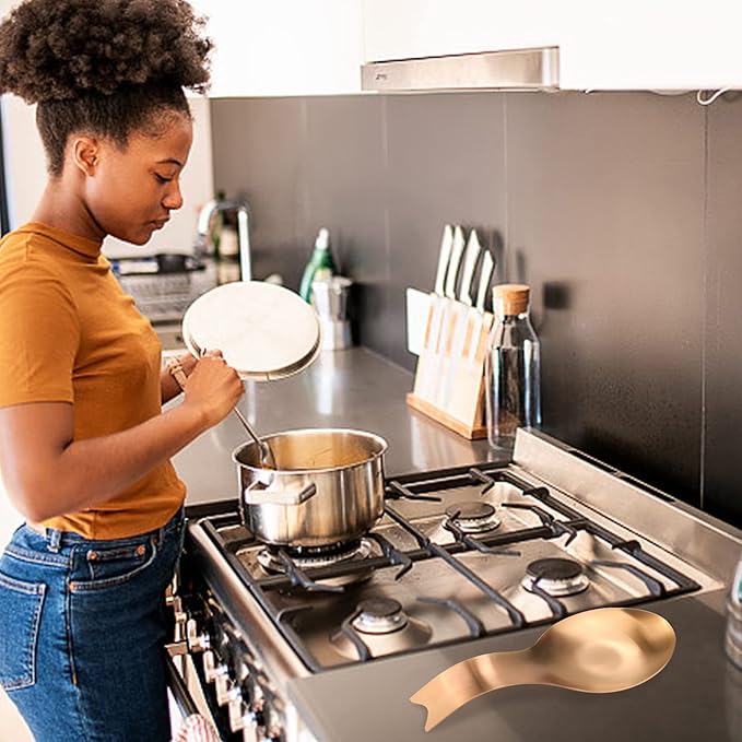 Stainless Steel Spoon Rest, Spatula Ladle Holder, Stainless Steel Utensil Spoon Rest Holder, Brushed Finish, Dishwasher Safe 9.8 x 3.7 Inch (Gold Fish Tail 1PC)
