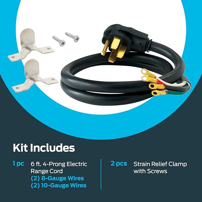 Eastman 6 Feet Electric Range Cord, 40 Amps 4-Prong Wire, 61273 (Pack of 12)