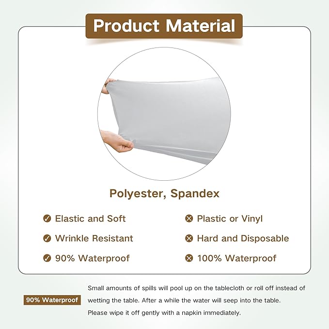 Square Fitted Table Cover Elastic Tablecloth Stretch Spandex Table Topper Cap Cover for Dining Kitchen Home Party Silver 34X34 Inch