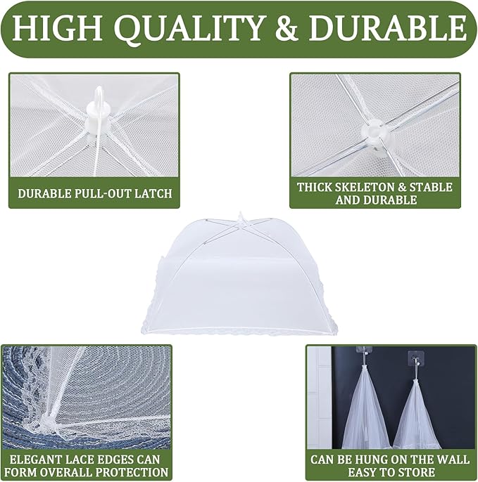 9 Pack Food Covers for Outdoors Include 1 Extra Large (40"X 24") & 8 Standard (17"X 17") Food Tents Mesh Food Covers for Outside