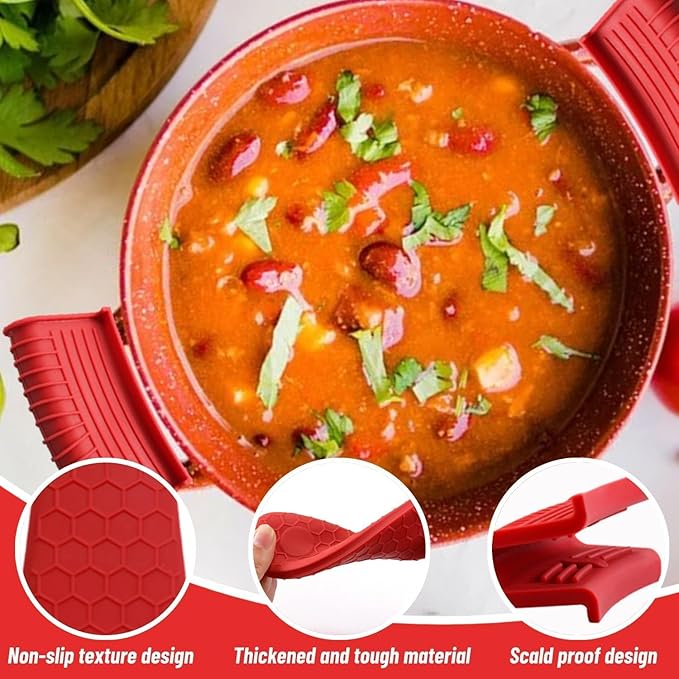 Silicone Assist Hot Pan Handle Holder Hot Skillet Handle Covers Pot Holder Sleeve Cast Iron Skillets Nonslip Heat Resistant for Enameled Griddles Casserole Frying Pans Cookware(4PACK/Black)