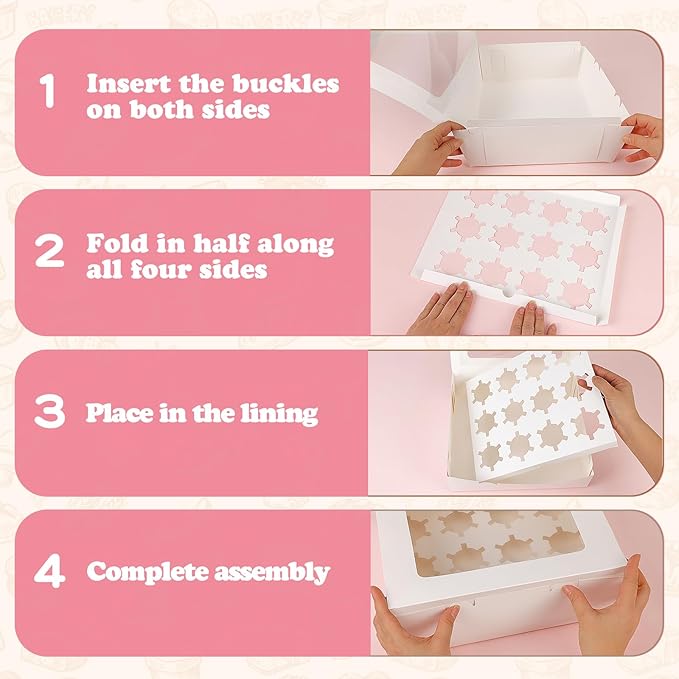Moretoes 3 Pack Cupcake Boxes, Hold 12 Standard Cupcakes, Cupcake Containers with Window, Hold 36 Pastries, Disposable Graduation Party Boxes for Cupcakes Desserts(White)