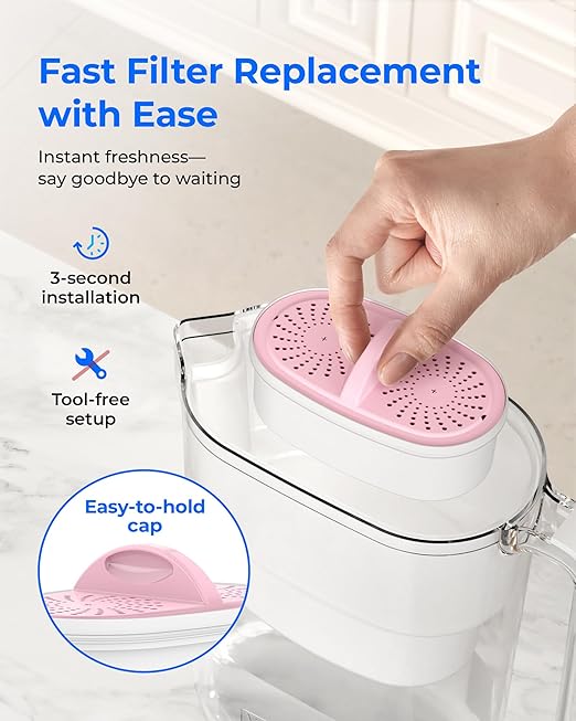 [Original] Waterdrop PF-01MG Magnesium Water Filter Replacement for Waterdrop Pitcher and Dispenser, Reduces Chlorine, Odors, Improved Coffee Taste, Last Up to 2 Months or 100 Gallons, 3 Pack