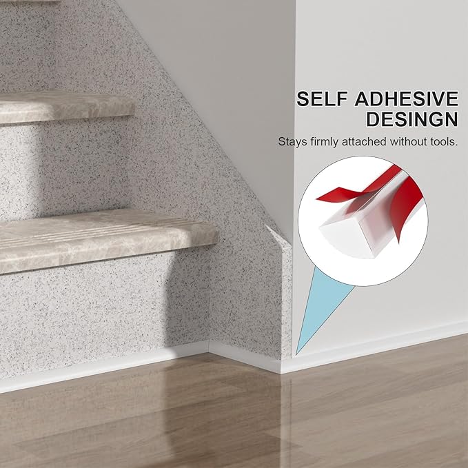 0.25" x 0.25" Slim Quarter Round Molding,20FT Self Adhesive Flexible Trim for Small Gaps, Countertop Wall Seam, Window Sill, Desk & Cabinet Edge, Peel and Stick Finishing Strip