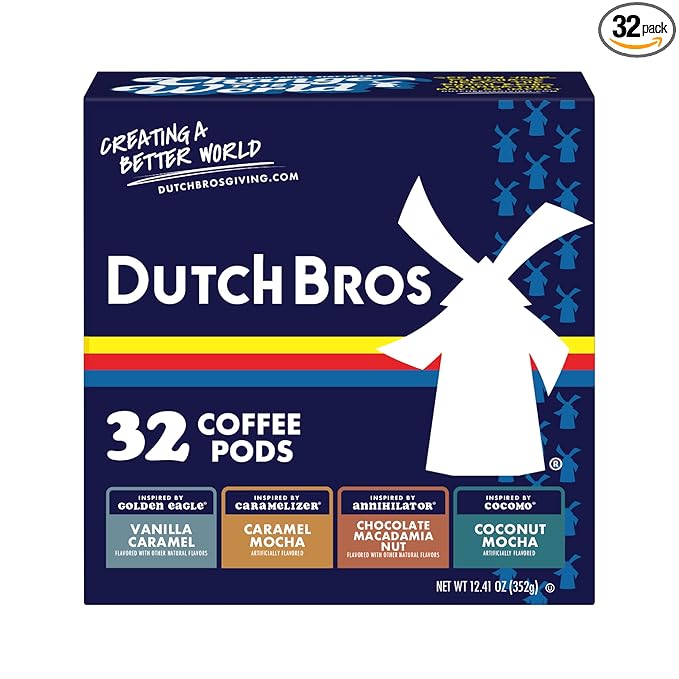 Dutch Bros® Flavored Coffee Variety Pack, 32 Count, Medium Roast, Single Serve Coffee Pods for Keurig K-Cup Brewers