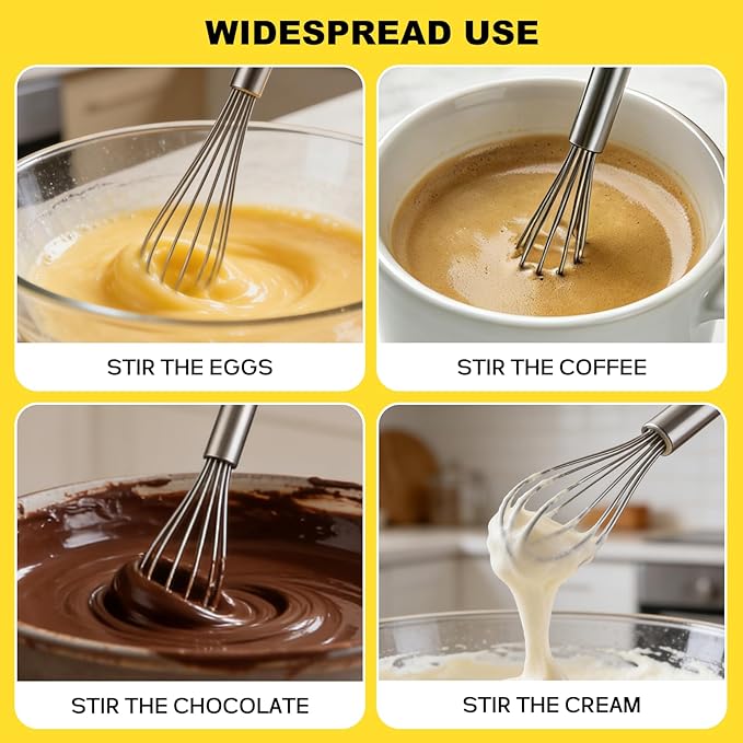 NileHome Mini Whisks Stainless Steel Whisk Set 7" 9" 11"Kitchen Small Wisk Balloon Wire Tiny Whisks for Cooking, Whisking, Blending, Beating, Stirring 3 Pack