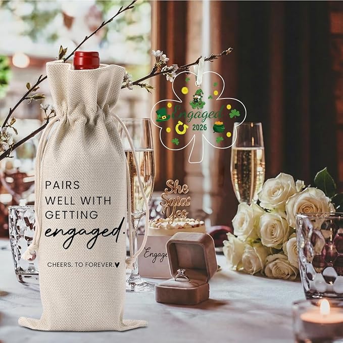 St. Patrick's Day Engaged Engagement Gifts for Couples Her St. Patrick's Day Engagement Ornament Party Decorations for Engaged Couple Wine Bag Acrylic Ornament 2026