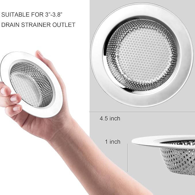 Sink Drain Strainer Stopper, Stainless Steel Garbage Disposal Plug, Sink Strainer and Stopper, Food Catcher for Standard 3-1/2 Inch Kitchen Sink Drain