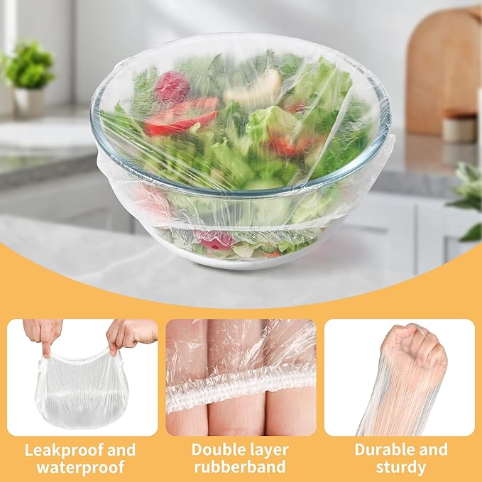 300 Bowl Covers Shower Caps for Sourdough Bread Proofing Large Elastic Reusable Plastic Wrap for Food Storage Baking Rising Meal-Prep Fermentation BPA-Free Keep Food Fresh