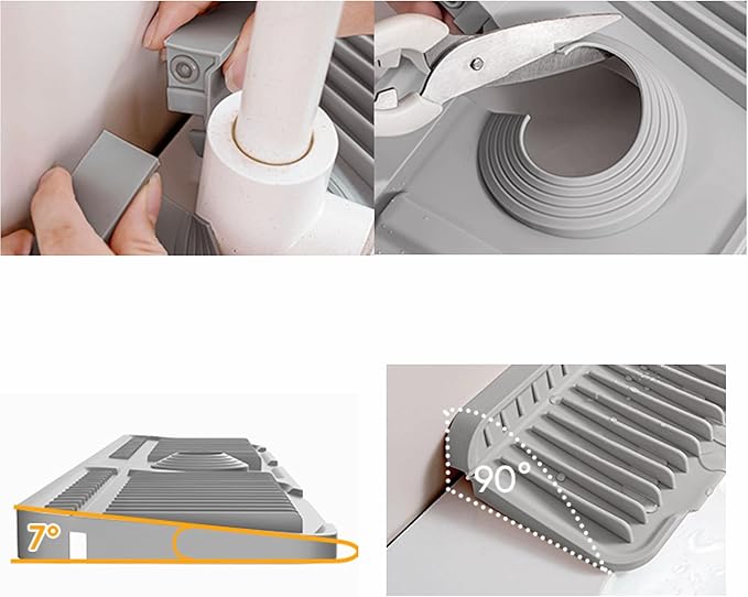 24'' Folding Faucet Mat for Kitchen Sink Splash Guard[7° Slope Fast Self-draining][Snap Lock Fit] Kitchen Sink Faucet Mat Splash Guard Kitchen Sink Area Water Splash Guard Behind Faucet Draining Mat