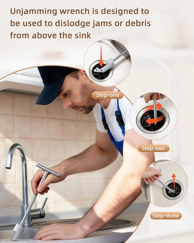Garbage Disposal Wrench Tool& Garbage Disposer Unjamming Wrench - Universal Fit for Moen/Waste King/SinkErator | Easy Kitchen Sink Clog Unblocker