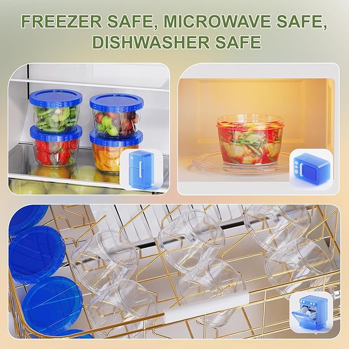 12 Pack-17oz Reusable Freezer Storage Containers, [STURDIER and MORE DURABLE] Airtight Plastic Food Storage Containers with Twist Top Lids, |BPA Free| Stackable | Leakproof| Microwave/Dishwasher Safe