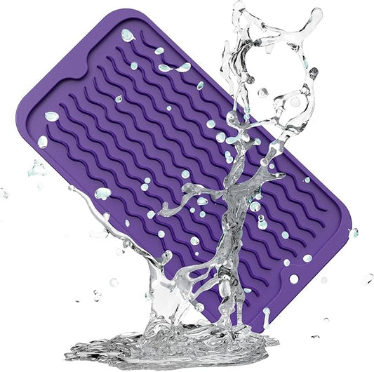 ZLR Silicone Sponge Holder & Sink Caddy Tray (6" x 12") - Narrow Dish Drying Mat for Kitchen Counter - Waterproof Soap Dispenser Organizer, Non-Slip Bathroom Vanity Tray (Meadow Violet)
