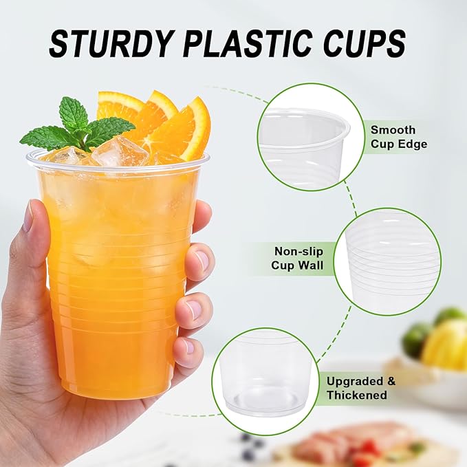Lamosi 1000 Pack 9 oz Clear Plastic Cups, Plastic Disposable Cups, Cold Drinking Water cups for Party, Wedding, Travel, BBQ, Picnic, Event
