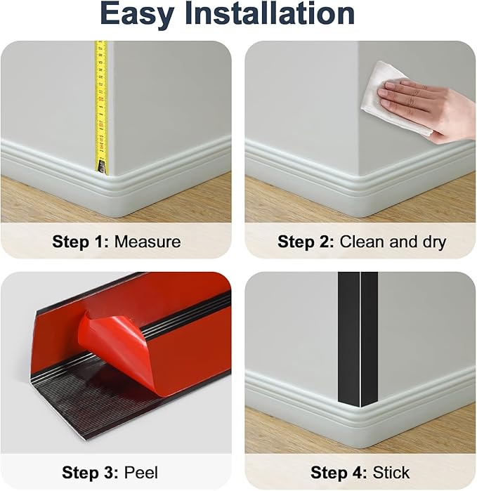 10PCS 48" Black Metal Corner Protectors, Aluminum Self Adhesive Corner Guards, Metal Wall Edge Protector Strip, Furniture Corner Protectors, Wall Cabinet Baseboard Decoration 48" x 1"
