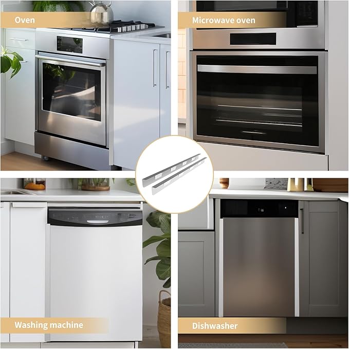 Stove Gap Covers 316 Stainless Steel,2 Pack 23.2" Fixed Stove Gap Filler,Heat Resistant Stove Gap Guards,Between Stove and Counter Slide In Range Trim Kit for Kitchen,Fits Narrow Gaps,Silver