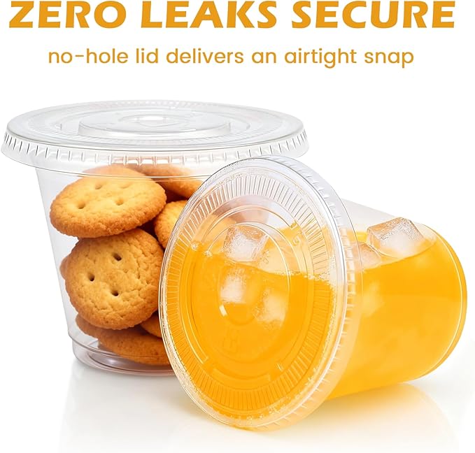 Lamosi 200 Pack 9 oz Clear Plastic Cups with Lids, Clear Disposable Cups with Flat Lids No Hole for Fruit, Snack, Pudding, Cold To Go Drinks or Milkshake