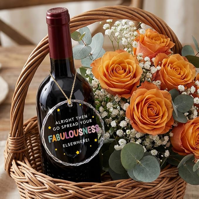XFW New Chapter Wine Bag with Good Luck Hanging Ornament New Beginnings Gifts for Women Men Farewell Gifts for Friends Going Moving Away Gifts for Coworkers Retirement Wine Bag Ornament Set
