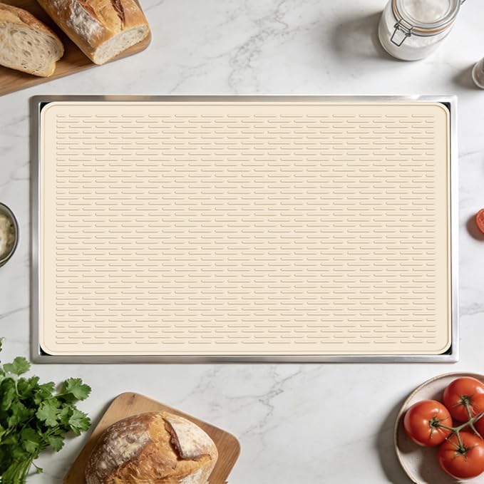 LONGKING 30" x 21" Stove Top Cover for Electric Stove - Silicone Stove Mat for Glass Top Stove, Glass Cooktop Protector, Dish Drying Mats For Kitchen, Range Covers for Electric Stove, Beige
