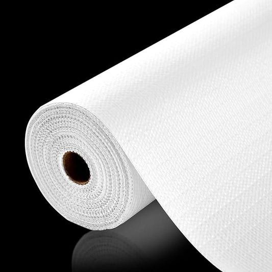 Drawer and Shelf Liner, Non-Slip Kitchen Cabinet Liners Non-Adhesive Thick Strong Grip Waterproof Washable Mats Protect Dresser Shelves Cupboard Bathroom Cabinets, White, 18 in X 30 FT