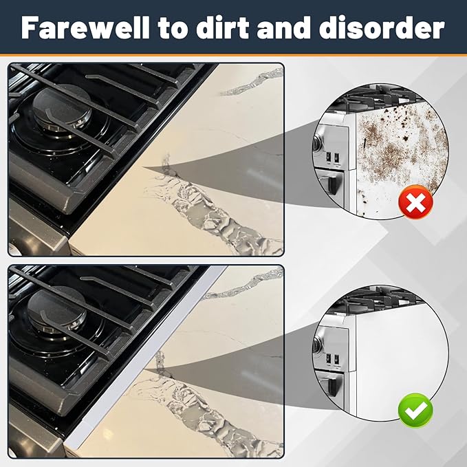 Stove Gap Covers Stainless Steel, Adjustable 13.8-27.5 In(2 Pack), Heat Resistant, Gas Stove Side Gap Protector (White)