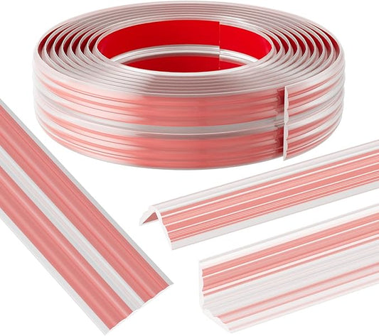 Wall Corner Protector & Edge Guard，Peel and Stick Wall Trim Moulding Inside & Outside Corner Molding Trim Caulk Strip, Self Adhesive Trim for Wall Edge,Ceiling,Countertop, 2.36” W x20’ L，Clear