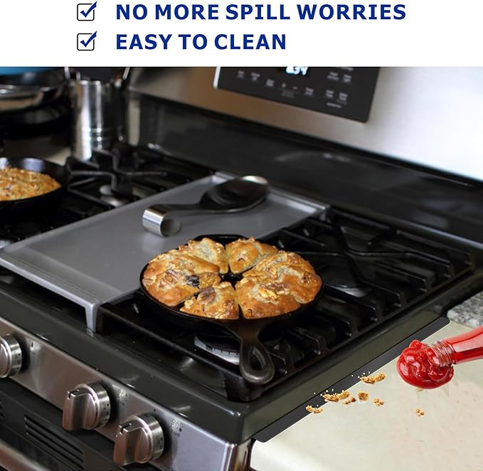 4PCS Stove Gap Covers Stainless Steel, Kitchen Stove Counter Gap Covers, Range Trim Kit, Stove Gap Filler Retractable Length 13.8" to 27.5" Black