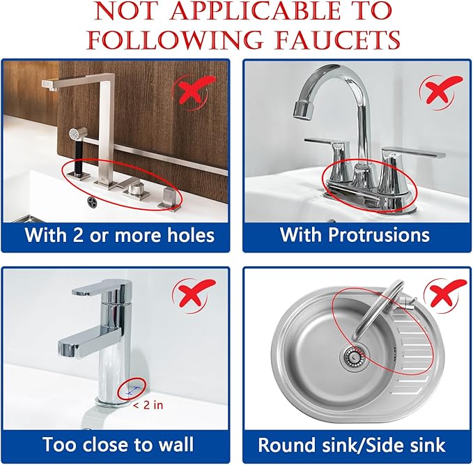 Meiliweser Silicone Faucet Mat for Kitchen Sink – Gen 3 10° Slope Splash Guard with Cuttable Hole – 14” x 5.5” Drip Catcher & Sponge Holder for Kitchen, Bathroom (Gray)