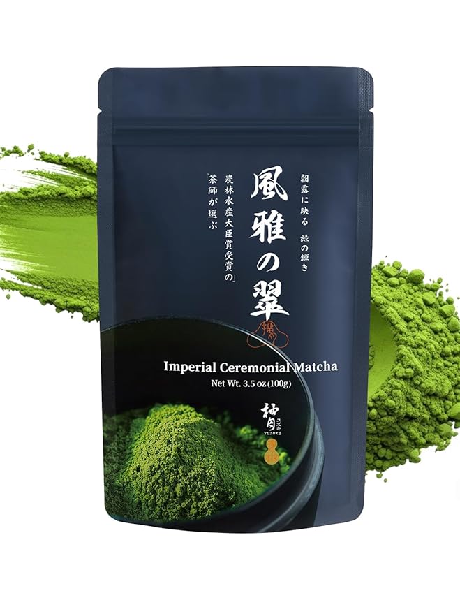 YUZUKI Matcha Powder 100g - Japanese Ceremonial Grade Matcha Green Tea Powder- First Harvest - Product of Japan, Uji Kyoto - Zero Sugar (3.5 oz)