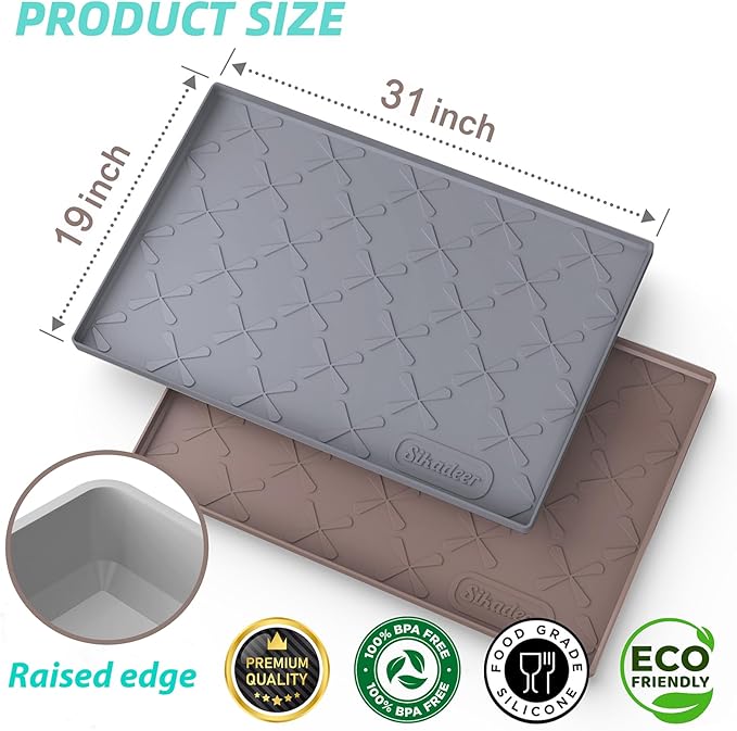 SIKADEER 31" x 19" Under Sink Mat Waterproof, Silicone Mat Kitchen Drawer Shelf and Cabinet Liner, Sink Protector for Kitchen Organizers and Storage, Boot Tray Pet Food Mats