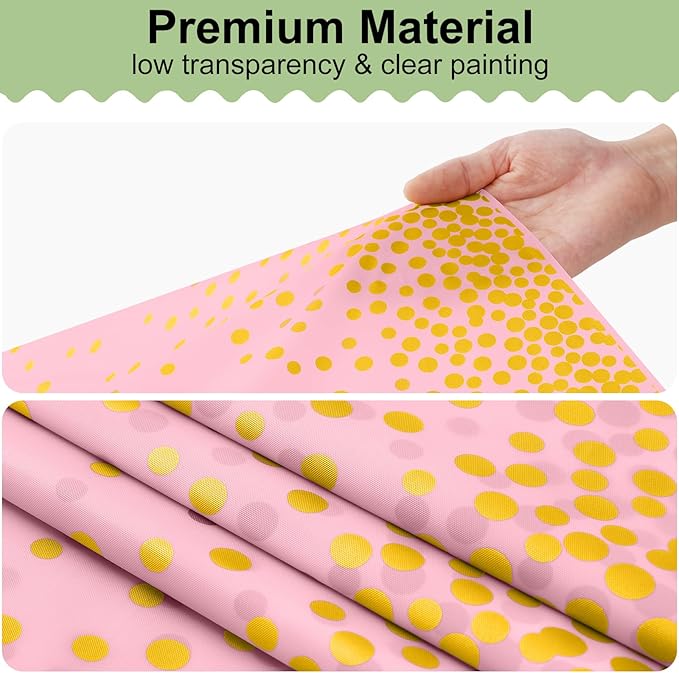 misaya 3 Packs Dot Disposable Table Cloth, 54 x 108 Inch Waterproof Plastic Tablecloth, Rectangle Gold Dots in Pink Table Covers for Mother's Day, Picnic, Birthday, Party