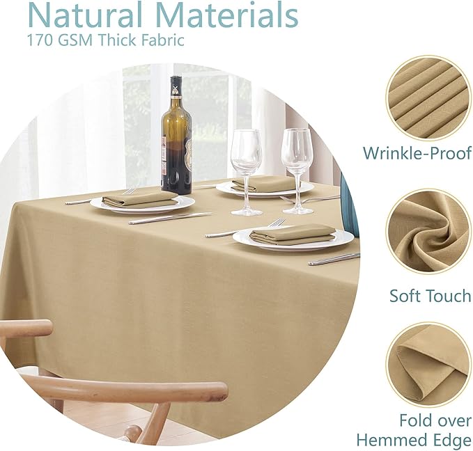 Veblandy Faux Linen Rectangle Tablecloth Waterproof 52x70 inch Table Cloth Stain and Wrinkle Resistant Washable, Decorative Fabric Table Cover for Dining, Kitchen, Wedding and Parties, Coffee