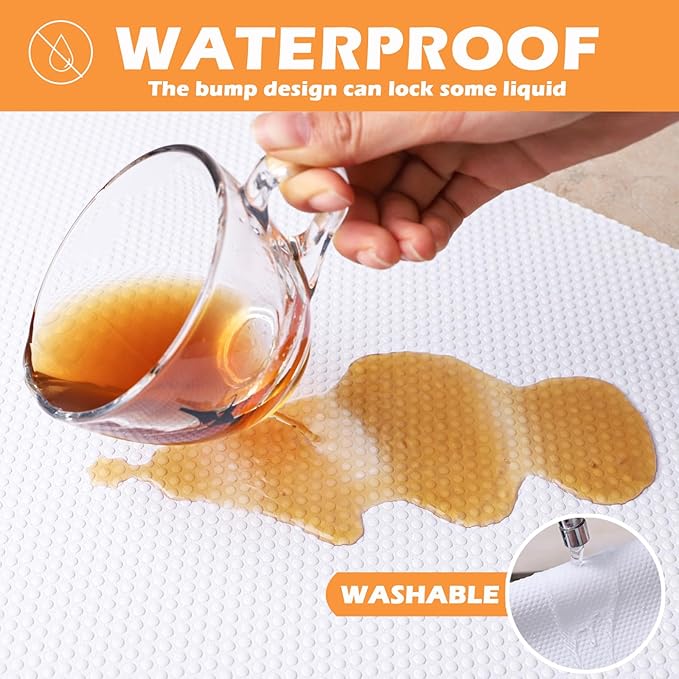 FLPMIX Shelf Liners for Kitchen Cabinets: 19" Wide Waterproof Under Sink Mats - Non-Adhesive Easy to Cut Large Drawer Liner for Pantry Cupboard 19" x 300" White