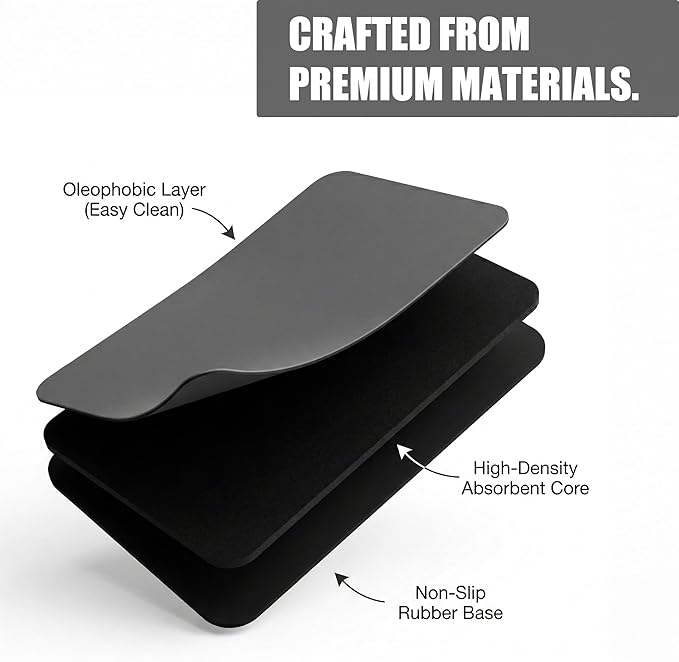 Extra Large Dish Drying Mats: 33"L x 17"W XXL Customizable Trimmable Non-Slip Absorbent Mat, Oil Stain Resistant Easy Clean Drip Catcher Counter Protector for Kitchen Sink Coffee Bar Espresso Machine