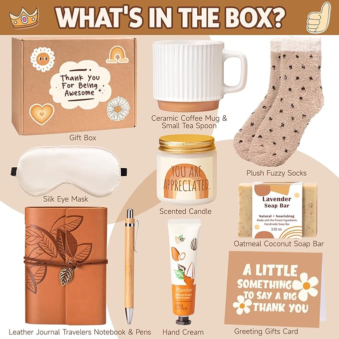Suhctuptx Thank You Gifts for Women, Employee Appreciation Gifts, Thank You Gift Basket Appreciation Gift Christmas Ideas Box for Women Coworkers Teacher Nurse Friends Mom Her Secretary Employees