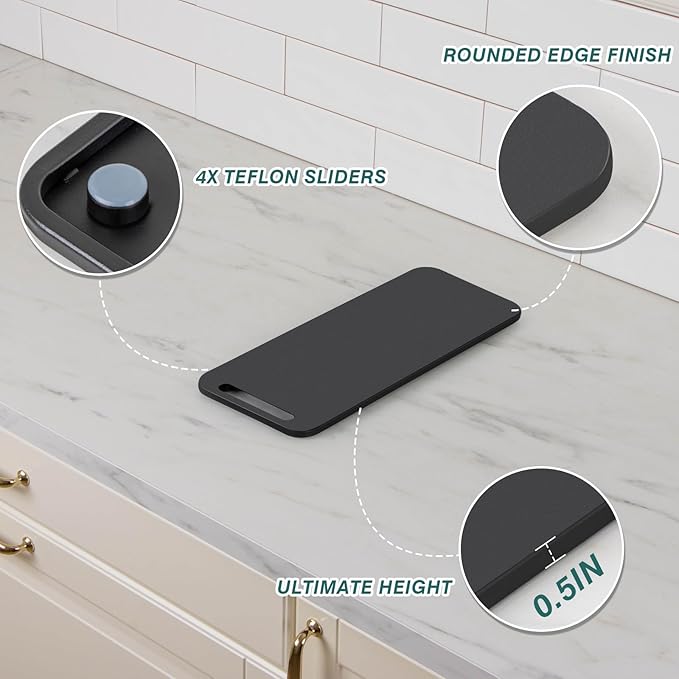 ANBOXIT Metal Appliance Slider, Sliding Tray for Coffee Maker,360° Effortless Movement,Small Appliance Rolling Tray for Counter, Coffee Pot Slider, Deep - Small (14"D x 6"W)