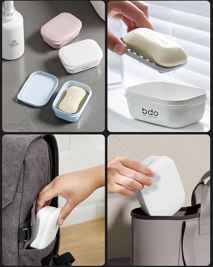 PEISAINOX Travel Soap Case, Leakproof Soap Container with Lid, Portable Bar Soap Holder for Traveling, Soap Dishe for Bathroom, Shower, Gym, School, Camping, Vacation, Outdoor (Green)